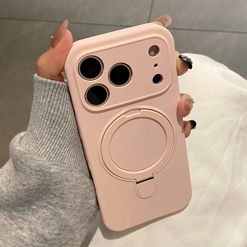 Suitable for Iphone17Promax Mobile Phone Case Liquid Silicone Fulcrum Magnetic Holder Apple 17 Anti-Fall Protective Cover Suitable for Iphone17Promax Mobile Phone Case Liquid Silicone Fulcrum Magnetic Holder Apple 17 Anti-Fall Protective Cover