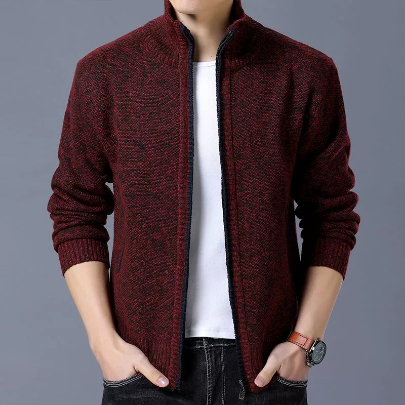 Fleece куртка , свитер, демисезонный кардиган, теплая длинная рукав, увеличенная толщина, Slim fit