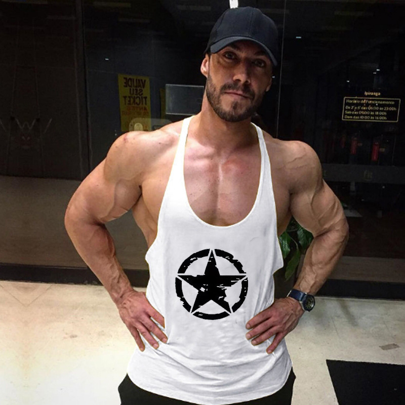 Muscle Gym Loose Casual Sports Vest Men's European and American Trendy I-Shaped Training Loose Breathable Sleeveless T-Shirt