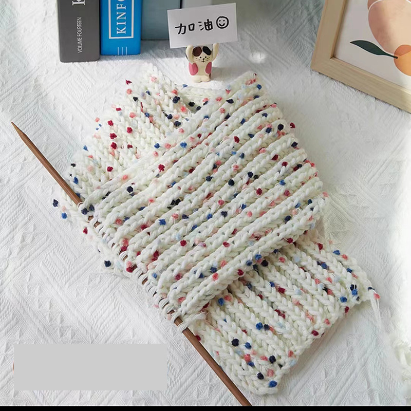 Línea de bufanda de azúcar Arco Iris hecha a mano DIY tejida de color gorro de ping-pong línea mixta mohair línea de lana de Cachemira