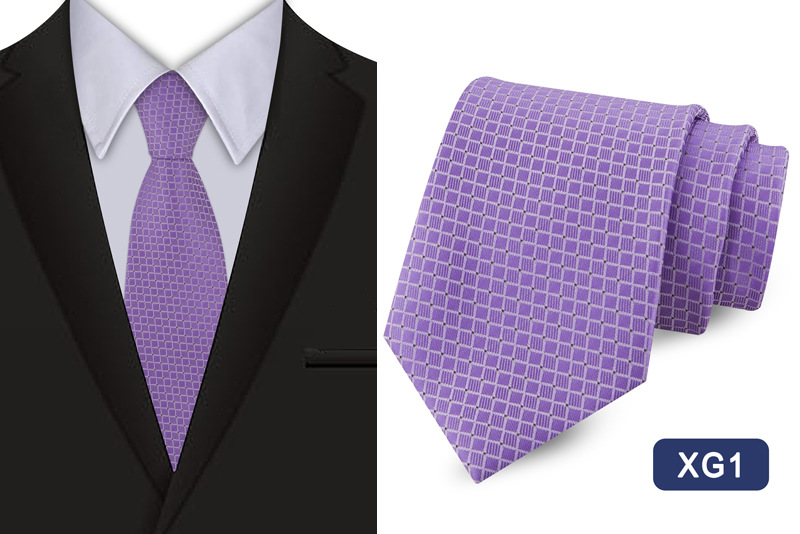 32g Weight Men's Solid Color Plaid Business Jacquard Polyester Tie Wholesale