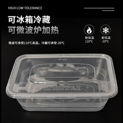食品级一次性餐盒加厚打包盒塑料长方形外卖餐具黑色透明饭盒带盖