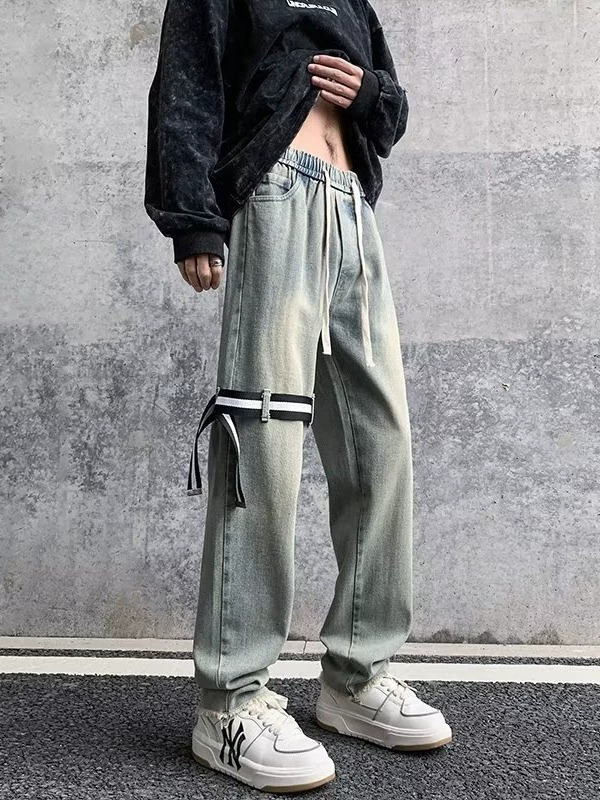 Джинсы Tide, брюки, осень, свободный прямой крой