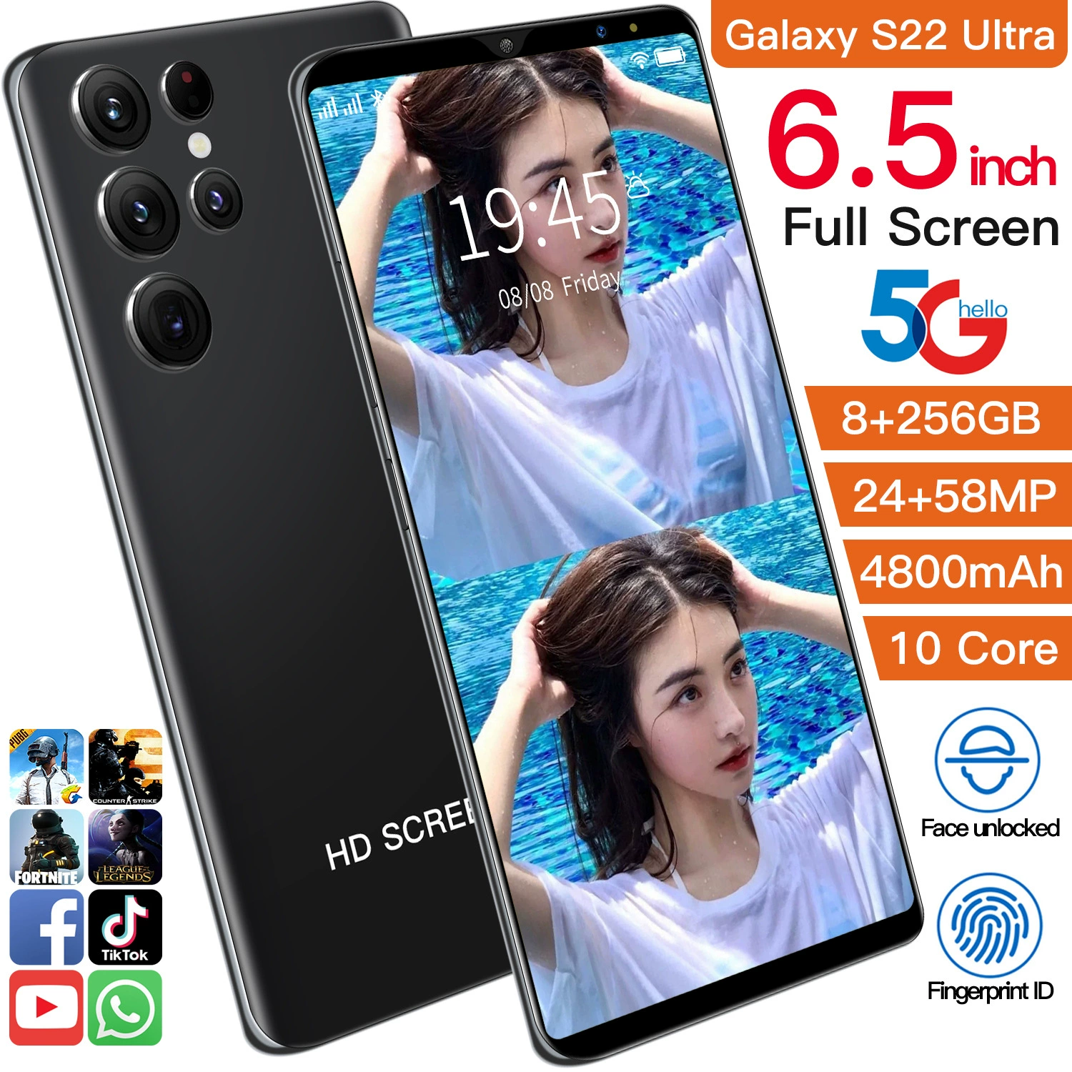 (Граница торговли), S22, смартфон, мобильный телефон, 6.5 дюйма, Android, 4G, (Физические)
