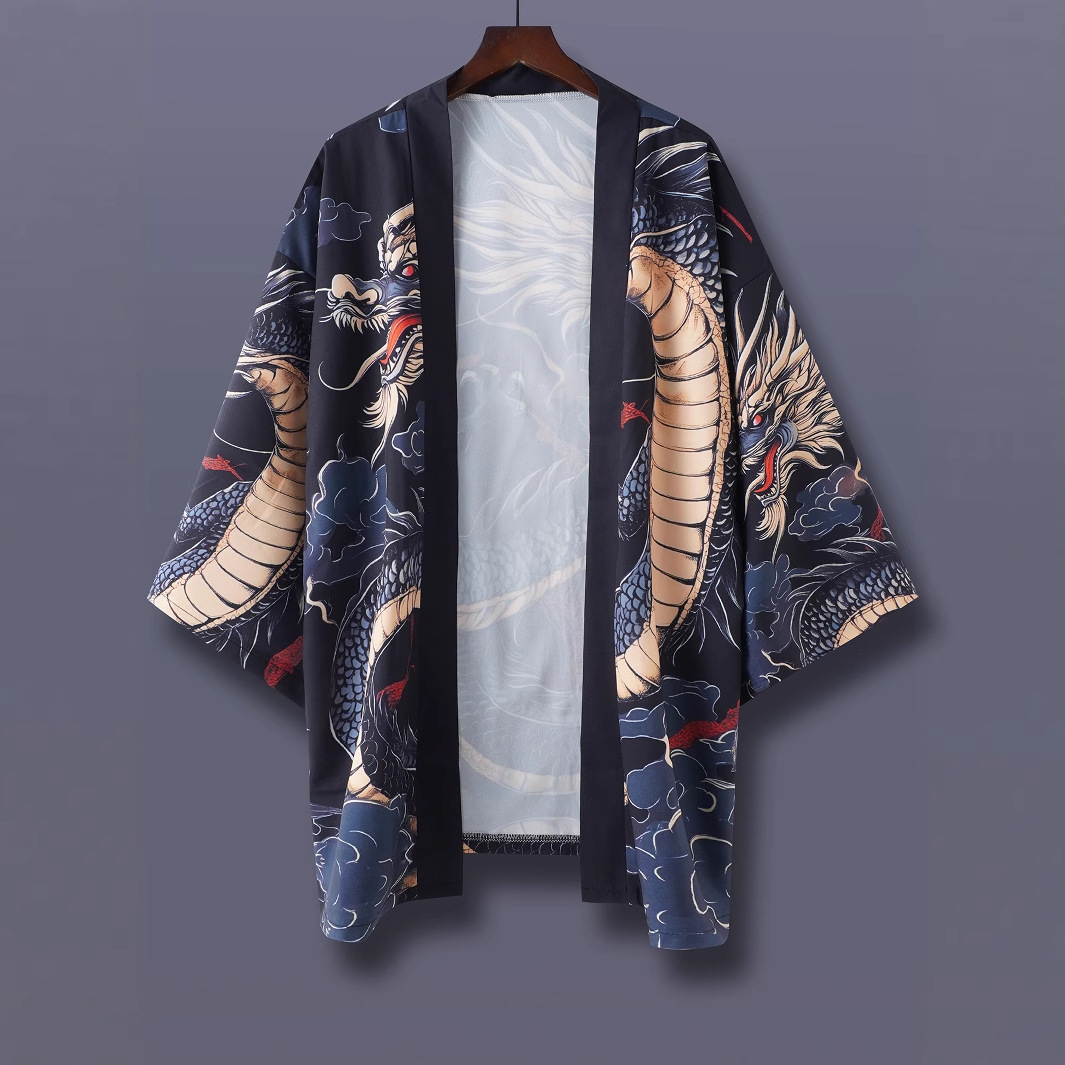 民族风情侣款薄款改良宽松潮流七分袖羽织开衫和服薄外套夏季防晒