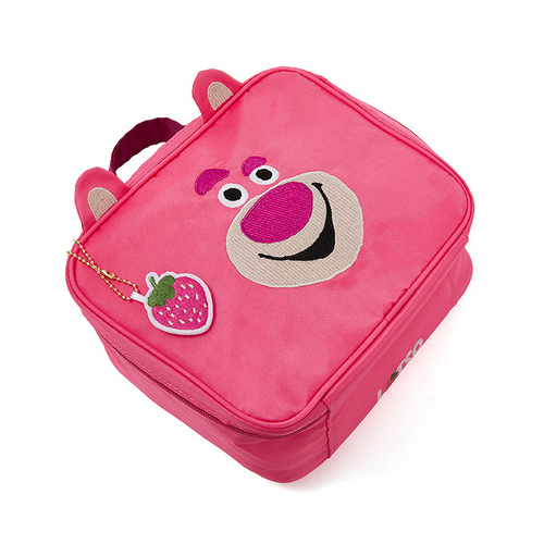 Strawberry Bear Three Eyes Cute Portable Cosmetic Bag Large Capacity Portable Cosmetic Storage Bag Washing Bag