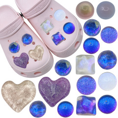 Ice transparent water ripple hole shoes shoe flower detachable shoes accessories ornaments decoration buckle PVC accessories DIY creative 