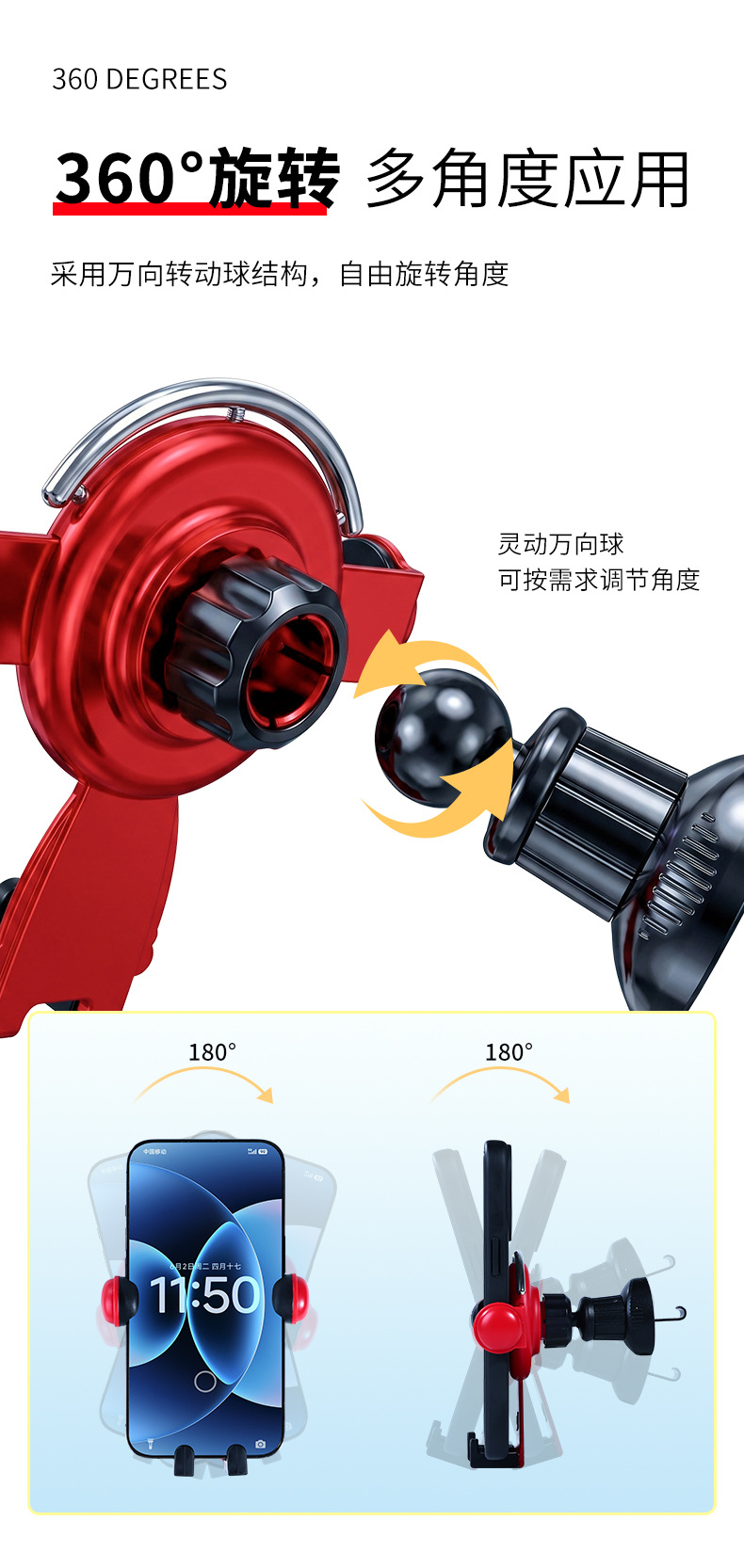 Creative Car Phone Holder Multifunctional Air Vent Navigation Holder Triangular Gravity Car Phone Holder Wholesale