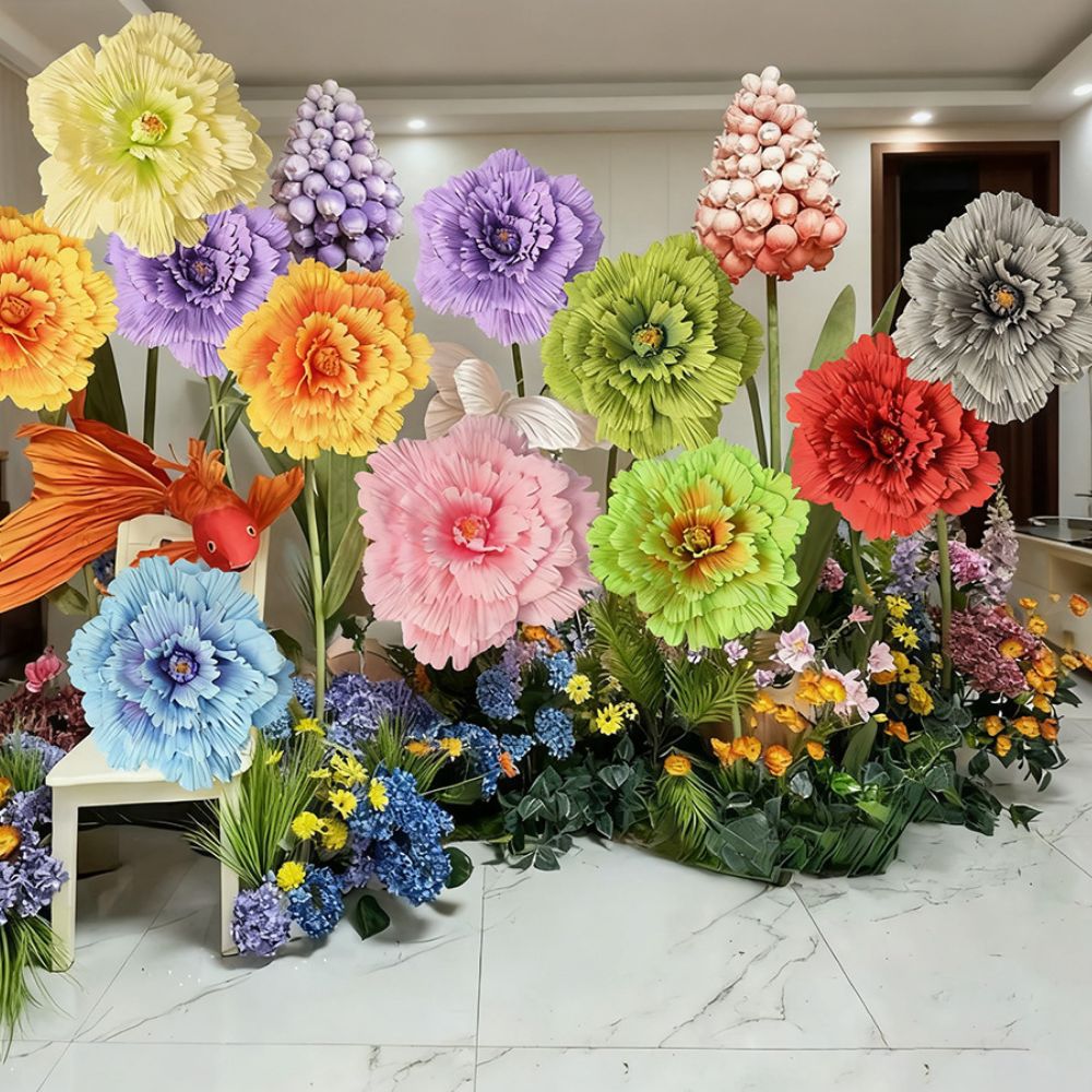 高品质纯色pe牡丹花大型庆典装饰舞台背景布置花篮插花批发
