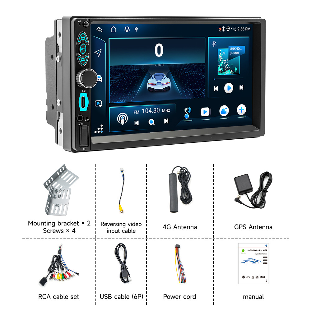 HENGCHEN 7 pulgadas pantalla táctil Android navegación en coche todo en uno HD pantalla grande carplay radio de coche Bluetooth