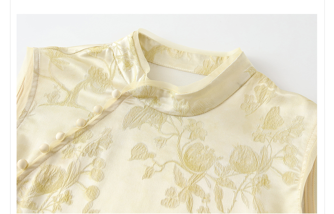 Áo vest không tay cổ đứng họa tiết jacquard phong cách tân cổ điển mùa hè 2026 — Màu hồng, Màu mơ chi tiết 11
