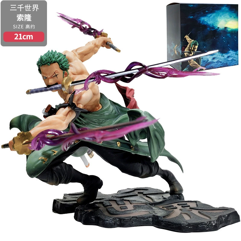 Коллекционная фигура (One Piece) Ророноа Заоро, 20 см, динамичная постановка с тремя мечами, расписанная модель