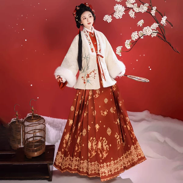 Winter Snow Complete Set (Pipa Sleeves + Printed Horse Face Skirt + Short Jacket)