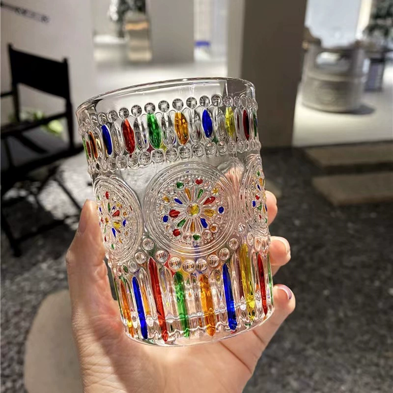 Painted summer rainbow water glass