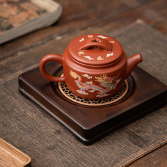 變色鳳鳴壺紫砂朱泥漢瓦茶壺高端單壺功夫茶具家用龍鳳呈祥泡茶壺