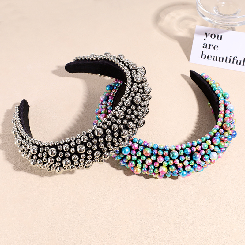 Fashion Solid Color Imitation Pearl Inlay Pearl Hair Band 1 Piece display picture 4