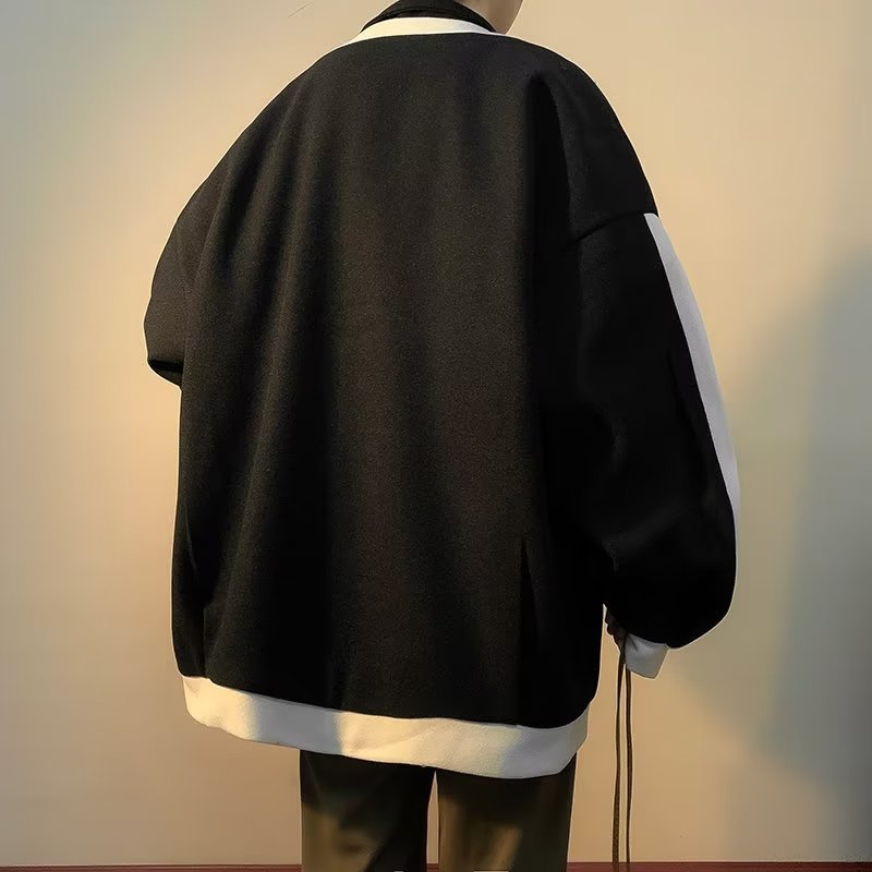 Marca de moda juvenil otoño e invierno nueva chaqueta hombre holgado gran bolsillo tendencia calle frita hermosa chaqueta de cuello alto de todo fósforo