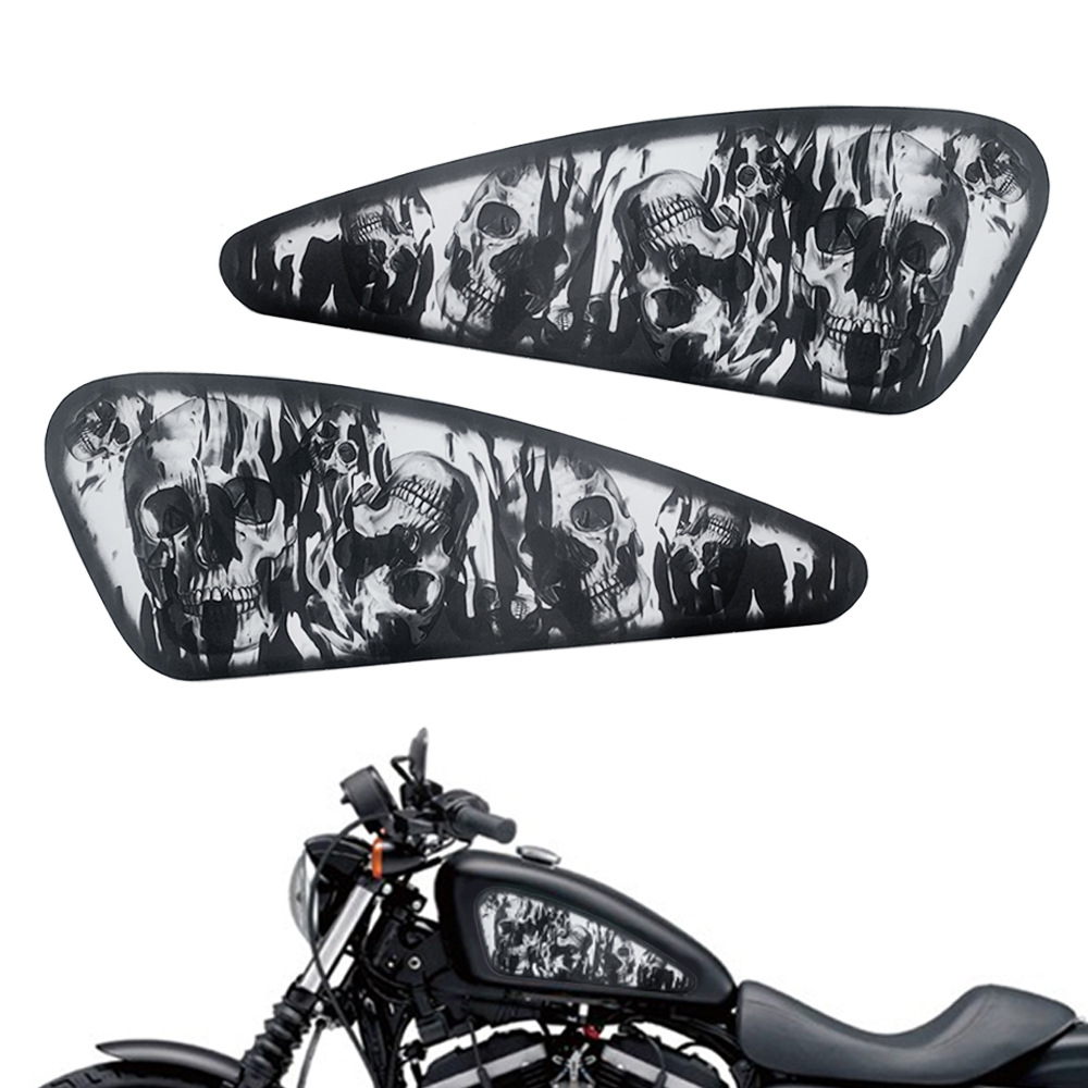Adecuado para Harley XL883 1200x48 Road King Street/Great Glide Modifile Calavera Etiqueta engomada del tanque de aceite