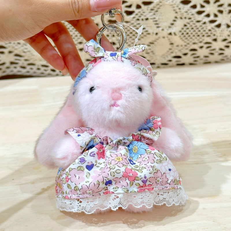 高品質本物の 12 センチメートルウェンディウサギ牧歌的なスタイルのロングスカートぬいぐるみペンダントかわいいキーホルダー人形人形ギフト|undefined