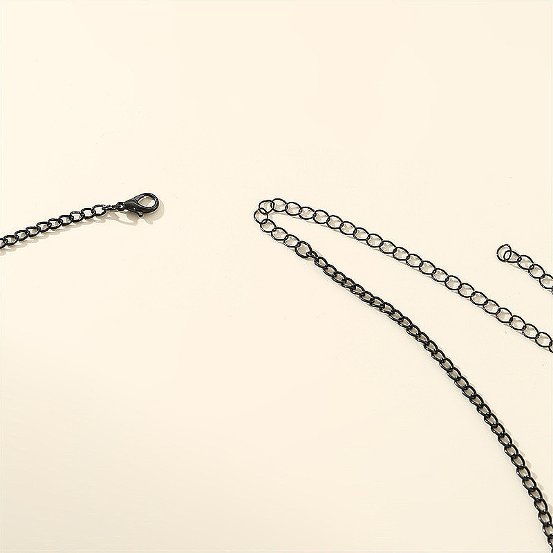 Collana lunga da donna in stile designer con strass nero e zircone, catena da maglione, catena da donna_voghion.com