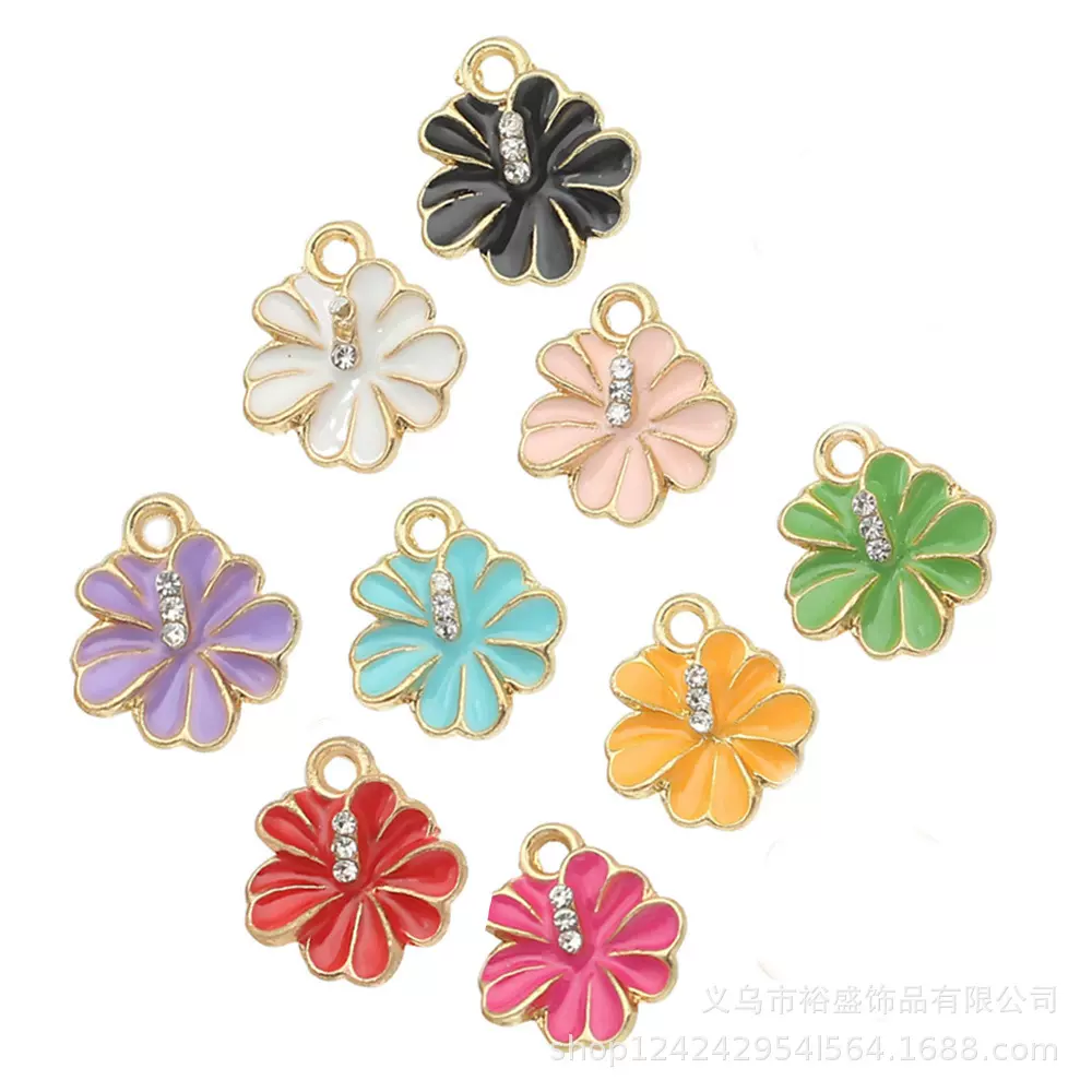 多色点钻雏菊花朵合金滴油配件饰品diy挂件首饰钥匙扣配饰批发
