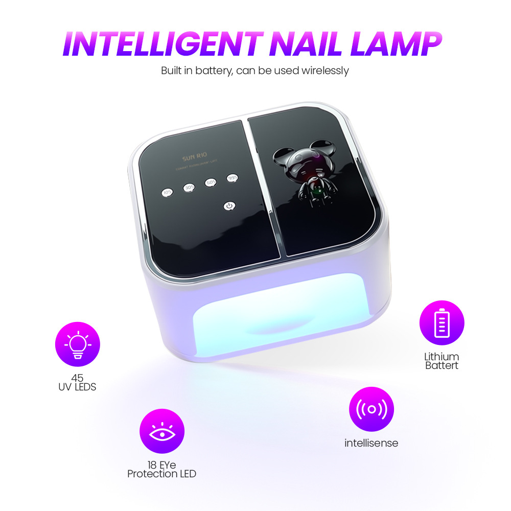 彩虹熊美甲灯蓄电速干不黑手光疗机照干大功率美甲店专用指甲灯