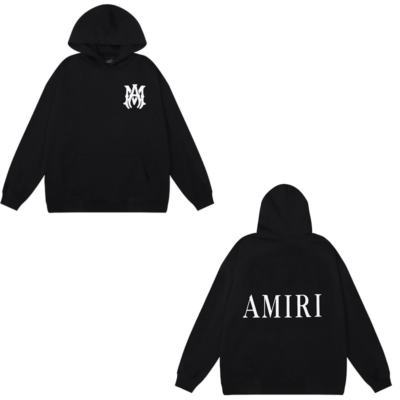 アメリカンストリート Amiri ニッチハイストリート男性と女性のカップルソリッドカラーコットンプリントプルオーバースウェットシャツレトロパーカー|undefined