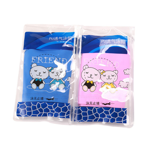 Children's cloth hat is comfortable and does not strangle the head, solid color PU coating for boys and girls, new style dolphin swimming cap wholesale