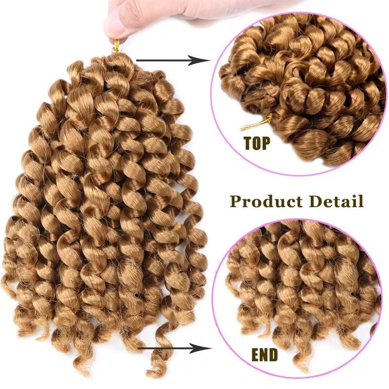 8 pulgadas corta fibra química ganchillo pelo pelo pelo Wand Curl África trenzada tornillo extensión de pelo pequeño resorte en stock