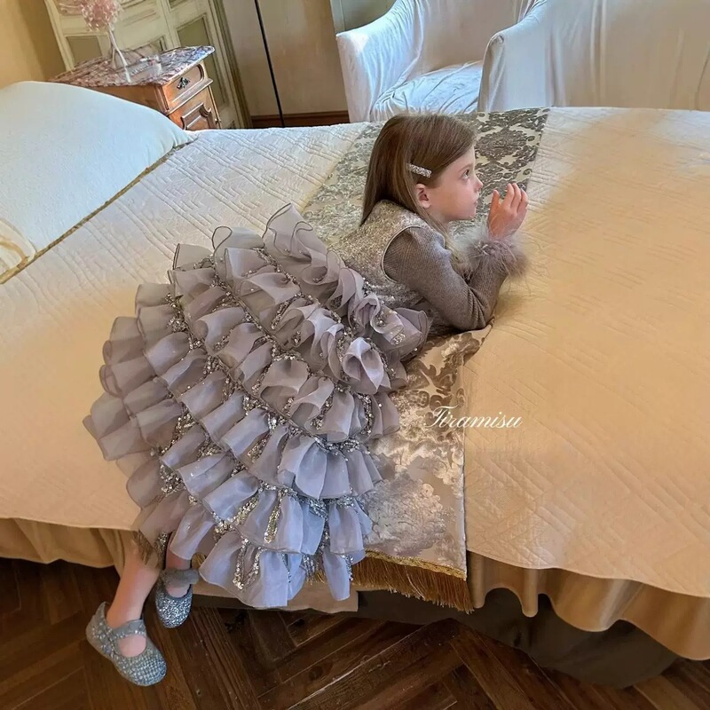 女童公主裙儿童秋冬小香风网纱连衣裙蛋糕裙背心礼服裙中小童|undefined