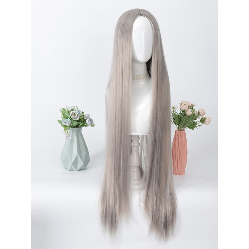 万能コスプレウィッグ、ミドルパートロングストレートヘア100cm、単色ヘアカバー、女装専用スタイリング、リアルウィッグセット卸売|undefined