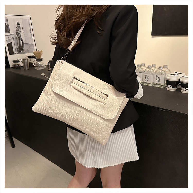 New cross-border foreign trade crocodile pattern strap clutch bag, large-capacity file bag, storage bag, official document bag, crossbody bag undefined