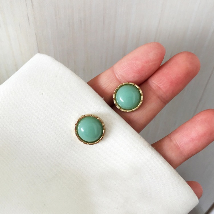 Simple Small Round Imitation Opal Resin Earrings display picture 3