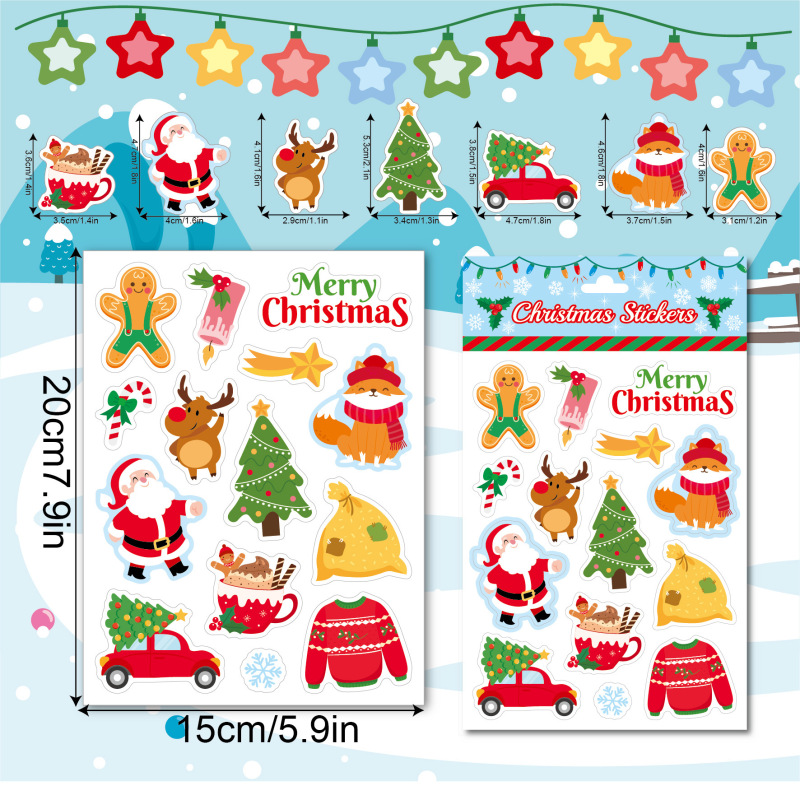 クロスボーダークリスマスステッカー子供の漫画 diy ハンドブック水カップクリスマスギフト装飾用品クリスマスステッカー|undefined