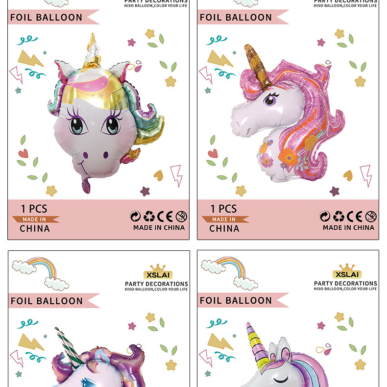 Cute Unicorn Aluminum Film Party Birthday Balloons display picture 3