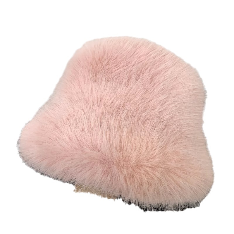 Nachahmung Fuchspelz Gras Kinder Herbst und Winter Plüsch Fischerhut Weiß Advanced Face Show Kleines warmes Ohr_voghion.com