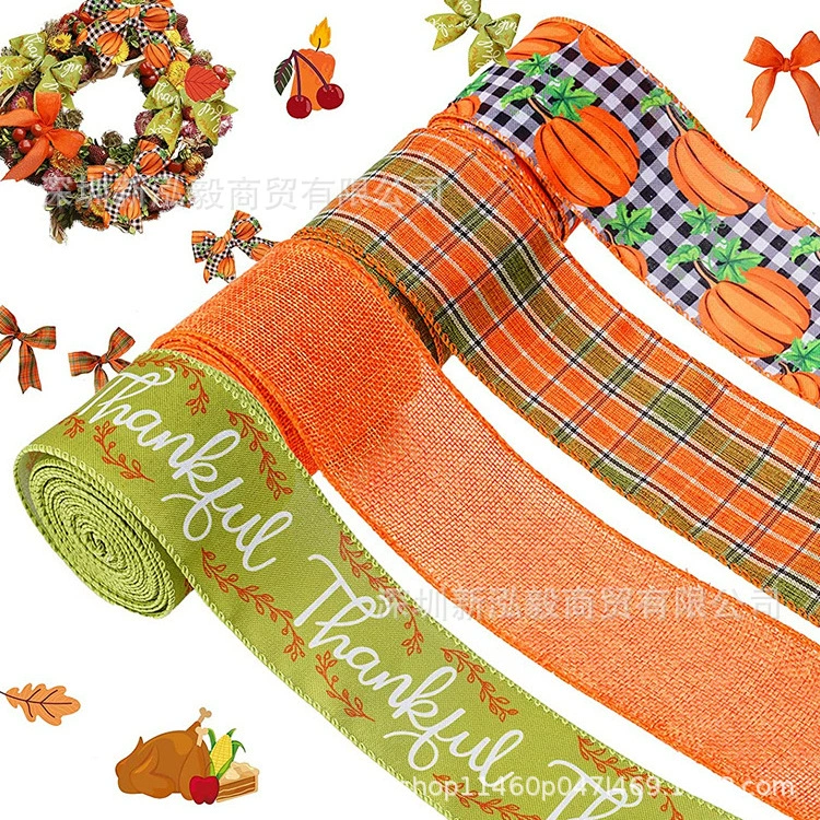 Лента Hongyi Лента Дня благодарения осенняя Тема урожая лента тыквенная лента клетчатая лента Декоративная лента Дня благодарения