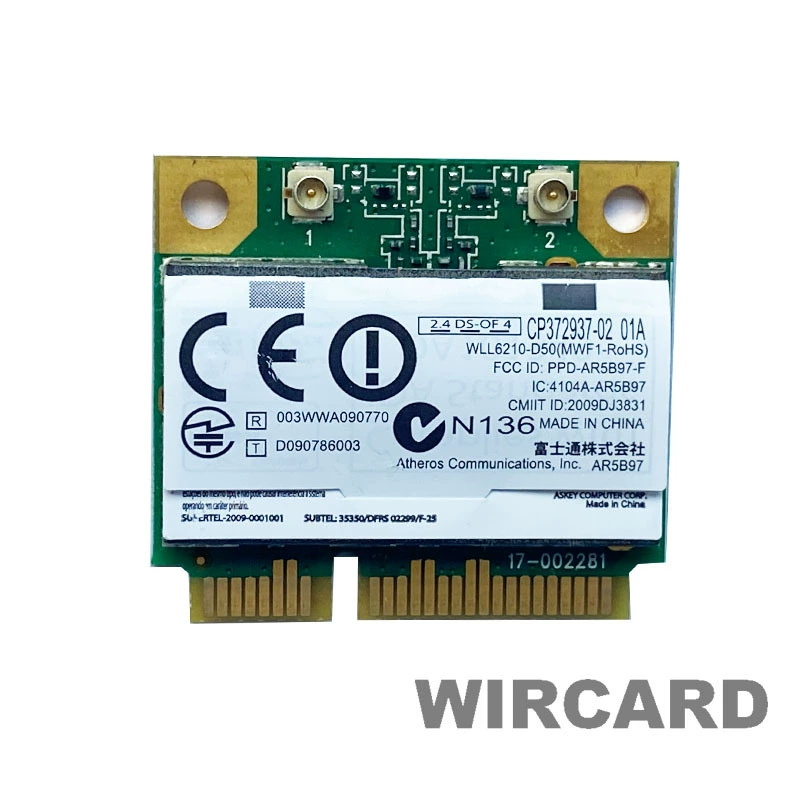 Оригинальная сетевая карта Qualcomm ATHEROS AR9287 BGN 300M PCI‑E AR5B97, встроенный Wi‑Fi