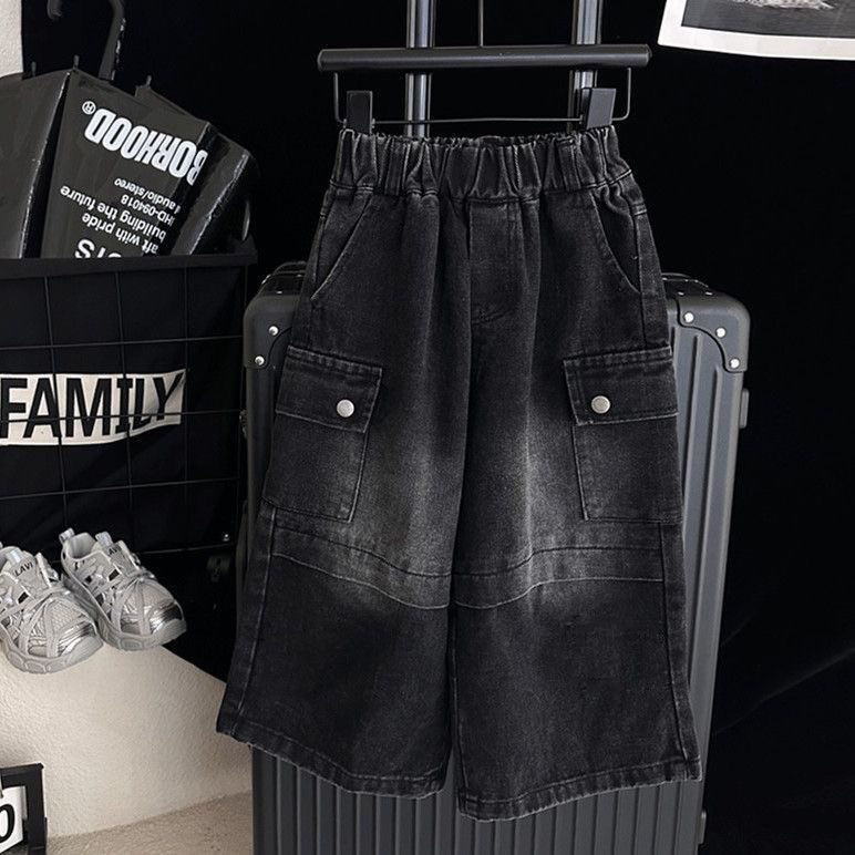 Nuevos pantalones negros para niños, pantalones largos casuales sueltos, pantalones de trabajo coreanos, pantalones jeans para niños image 3