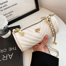 包包女包2022春季新款韓版時尚金珠鏈條圓筒包發財樹魚子醬斜挎包