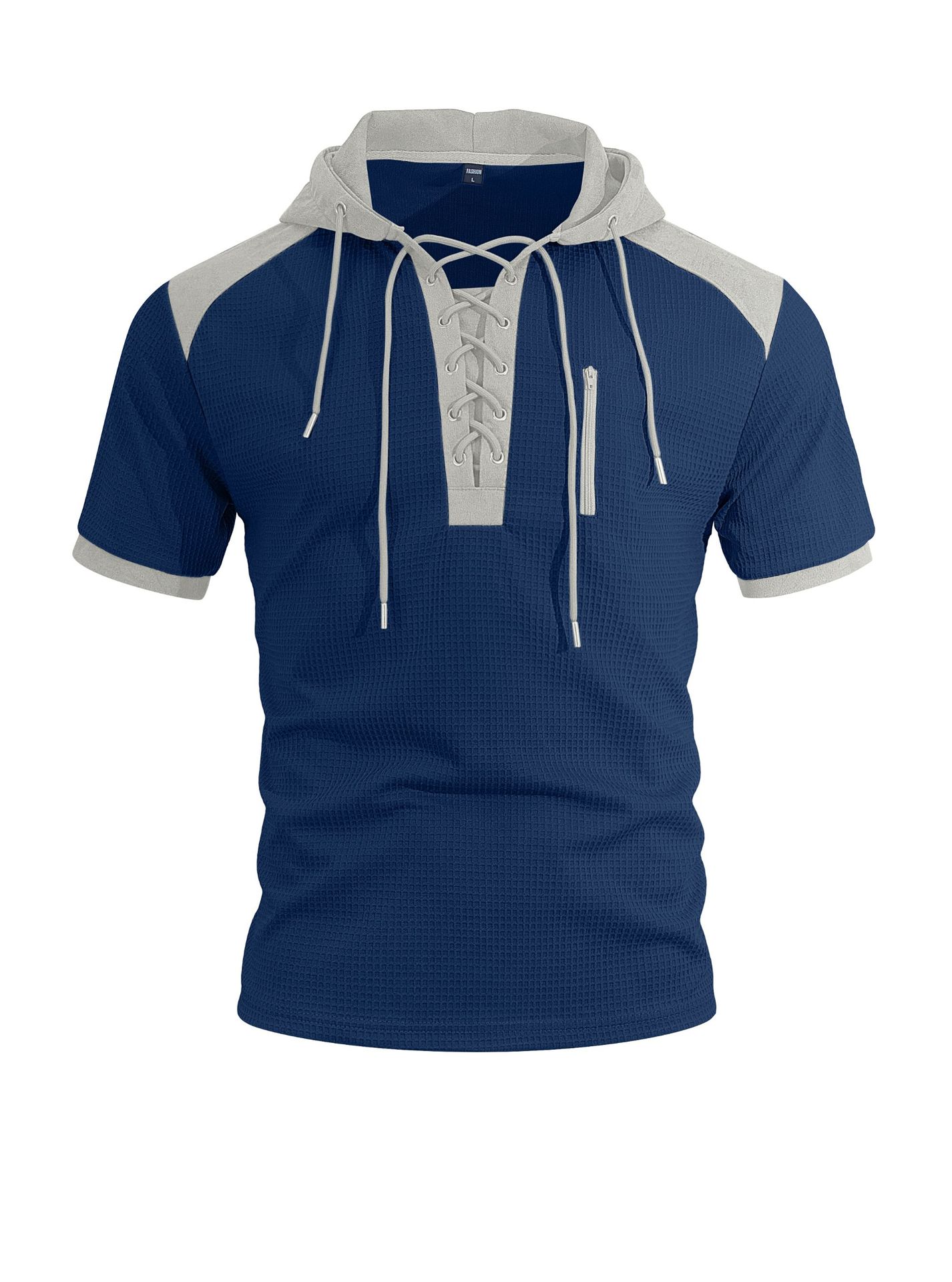 Amazon camisa europea y americana con capuchón de manga corta TK Henry camiseta europea correa de correa de correa de correa de comercio exterior camiseta deportiva casual hombre