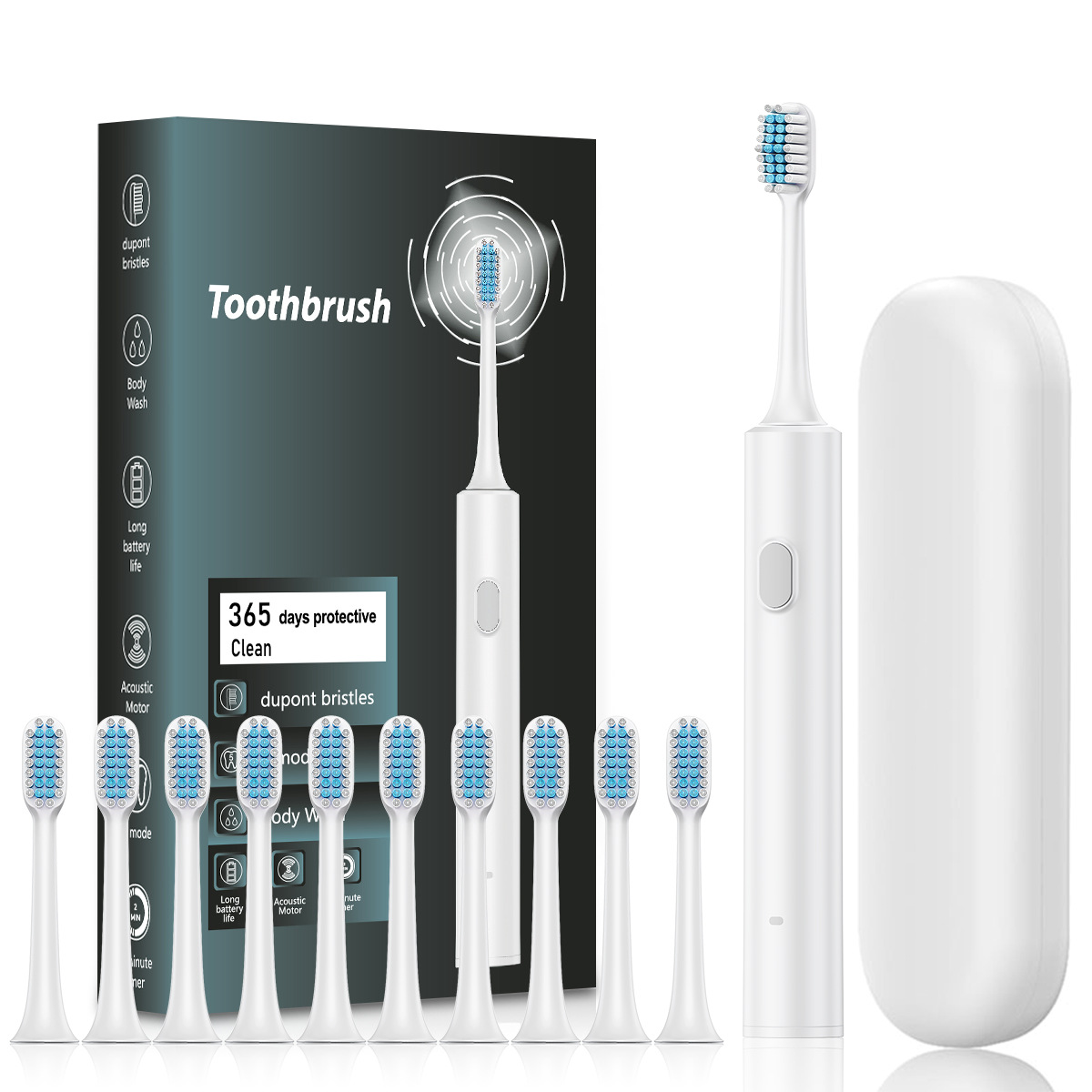 Brosse à dents électrique pour adultes – 5 modes, 30 000 à 39 999 vibrations/min, poils ultra-doux, autonomie de plus de 50 jours, chargement USB_voghion.com