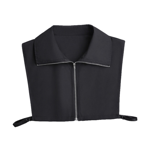 Zipper Collar Shirt with Large Flap Collar, Fake Collar, Unisex Shirt, Autumn/Winter, Versatile with Sweaters and Hoodies, Black and White Decorative Collar, Inner Wear