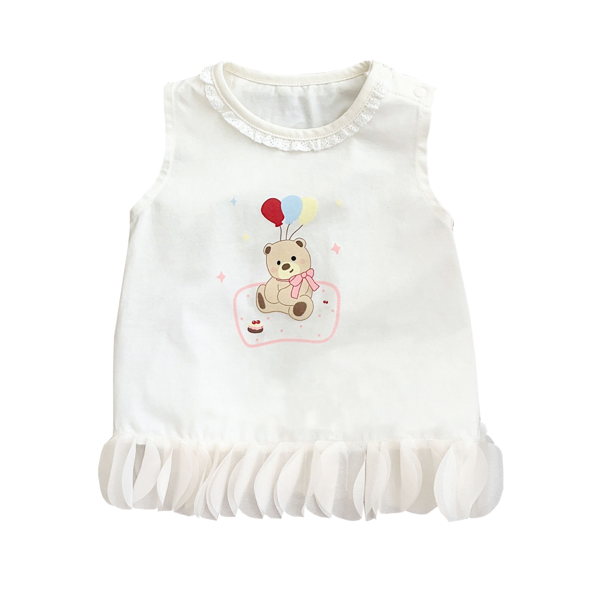 Traje de bebé femenino delgado de verano, ropa de protección solar dulce y linda para niños, falda de oso de estilo occidental, traje de dos piezas