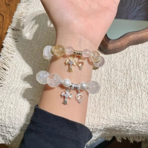 14K Gold-Plated DIY Crystal Jewelry Accessories Cross Bracelet Spacer Beads Handmade Beading Materials Pendant Beads