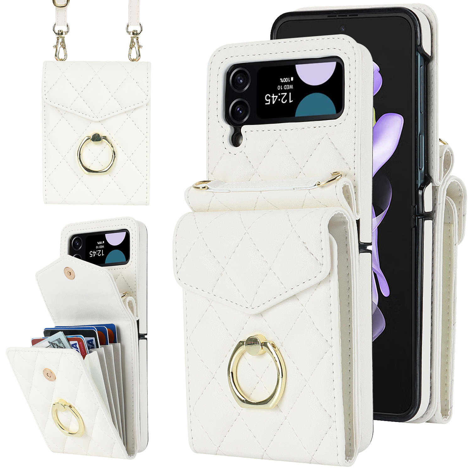 Samsung Flip6 Crossbody Phone Case With Ring And Wallet Cover_voghion.com