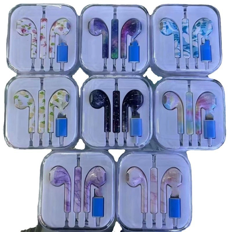 Apple, compatible headphones, painted earplugs, bluetooth, wire control, iphone, print