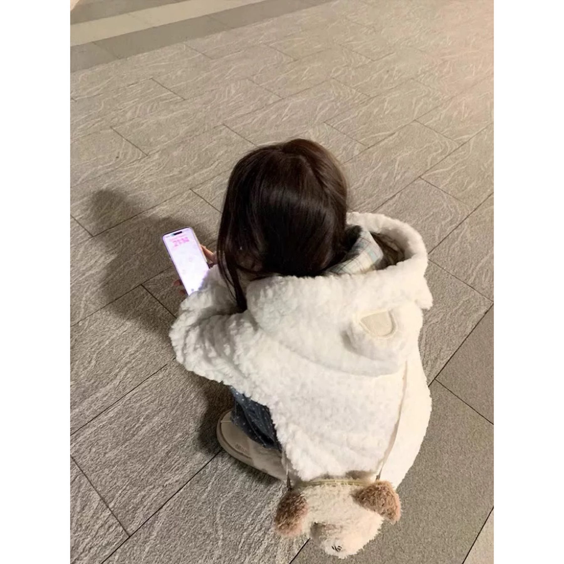 Korean style soft and fluffy lamb wool thick coat for women, autumn and winter, bear ears, petite top.