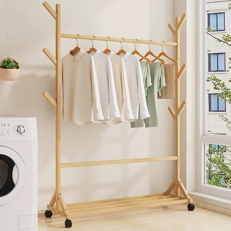 Легкая Роскошная вешалка от пола до пола, бытовая вешалка для спальни, сушилка из цельного дерева, Многофункциональная вешалка для хранения одежды и брюк