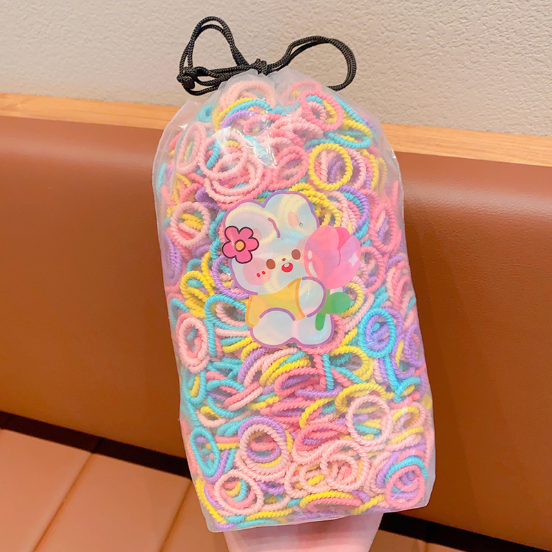 600 piezas de la banda de goma elástica para niños no lastiman el cabello del bebé lazo del pelo del pulgar banda de pelo niña cuerda de pelo